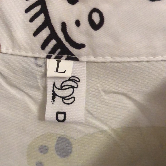 Duolin Doodle Print Chiffon Button Down Blouse - Picture 4 of 4